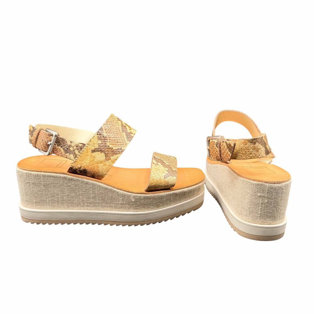 Dolce Vita Snakeskin Platform Wedge Sandals Size 7 1/2 Neutral Ankle Strap